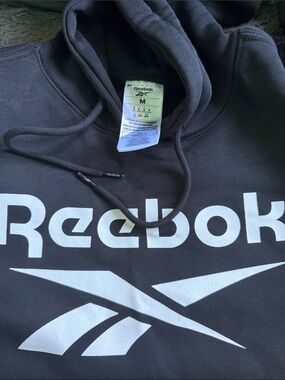 Reebok Black Hoodie with White Logo Print